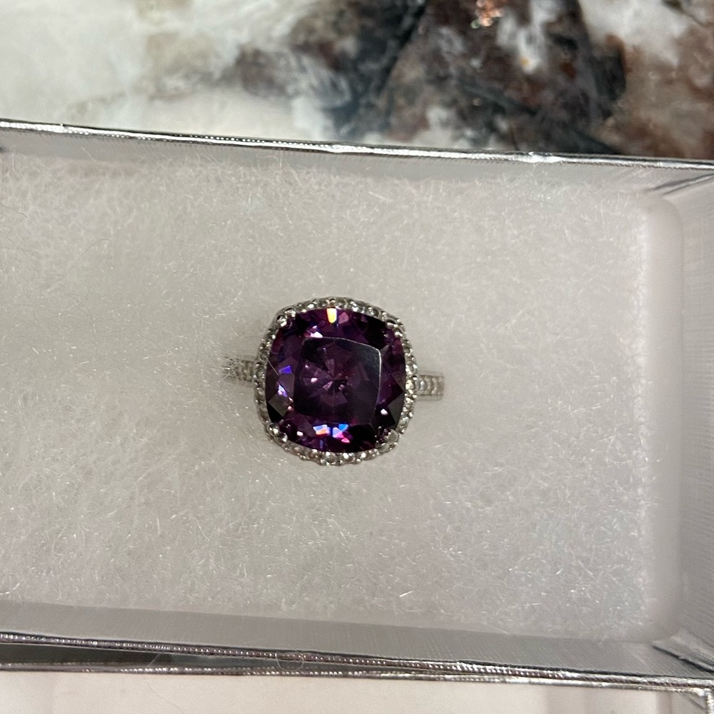 Amethyst CZ cushion cut sterling 925